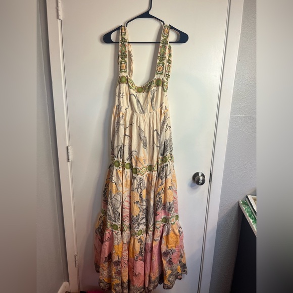 Anthropologie Square Neck Floral Embellished Maxi Dress 🩷 Size Small 🩷 - Picture 5 of 7